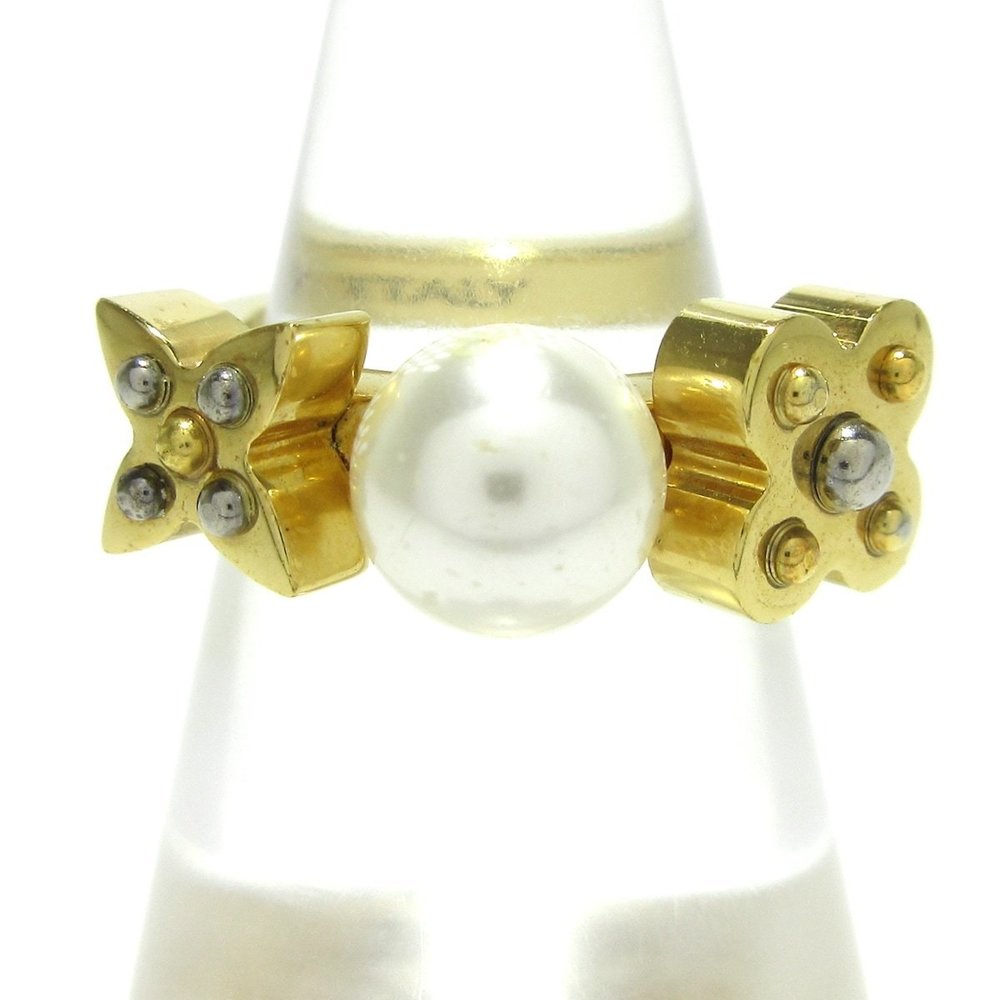 Louis Vuitton Charmy Pearl Ring Metal x Fake Pearl Ivory White